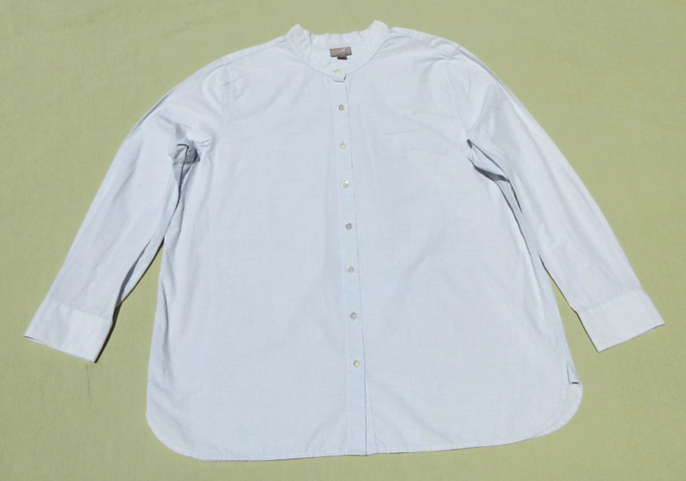 J JILL Womens Medium Light Blue Mock-Neck Collar Longsleeve Shirt Blouse Top